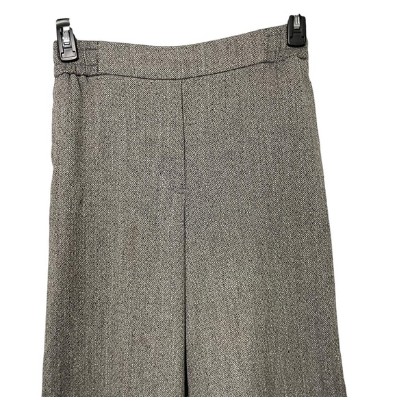 ZARA Black/ White Herringbone Wide Leg Pants Small Elastic Waist Dress Trousers - Picture 4 of 12